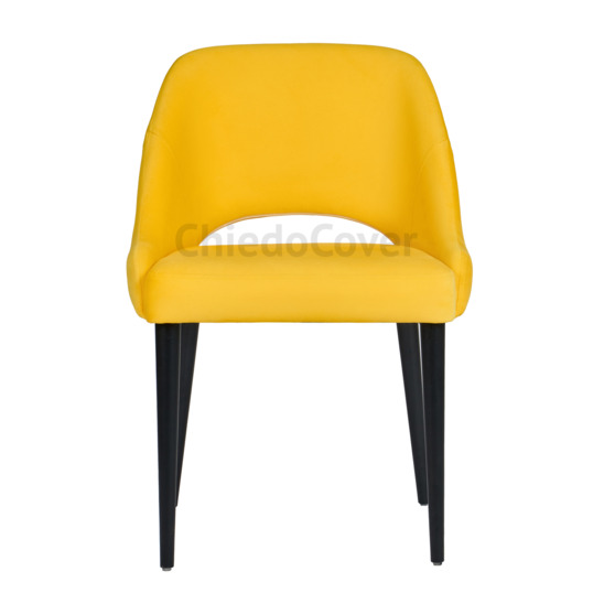 Mila chair, yellow corduroy, black legs - photo 2