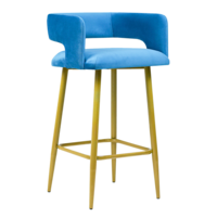 Product photo Mars bar stool, blue velour Romance 54, legs metal gold from the manufacturer ChiedoCover, product picture, real product photo