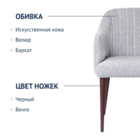 Product photo Tulip chair, grey boucle, black legs from the ChiedoCover company.