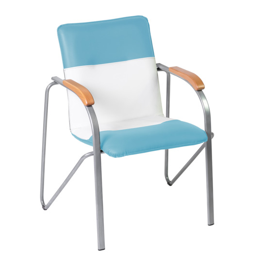 Samba chair, blue/white, frame - silver - photo 1