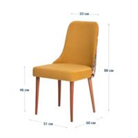 Product photo Kongsberg chair without stitching, velour Teddy 011, back tapestry Kelim, legs beech from the ChiedoCover company.