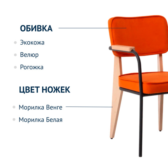 Mix Orange chair, velour Velutto 27, legs beech, stain light walnut , frame RAL 9005 - photo 6