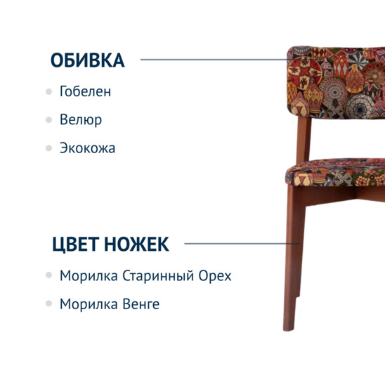 Topas chair, Mozambique tapestry, beech legs, light walnut stain - photo 6