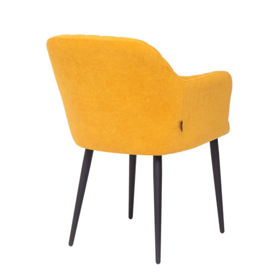 Tulip chair, yellow velour, metallic legs - photo 5