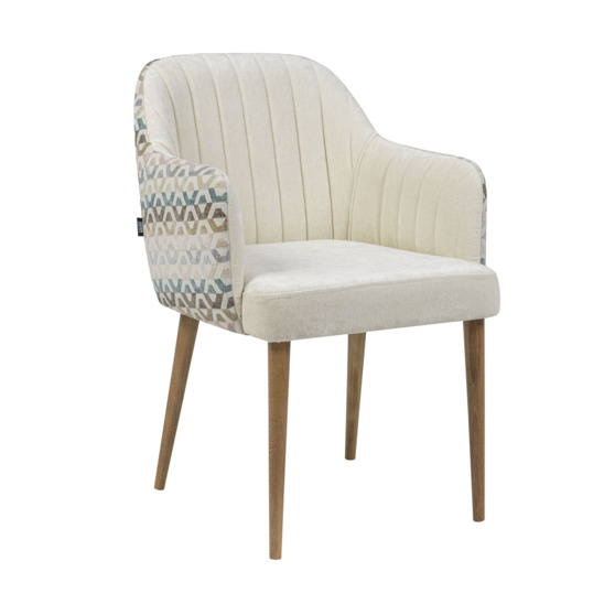 Tulip chair, chenille beige, light walnut - photo 1