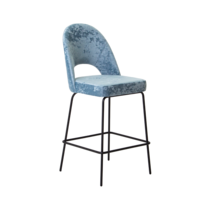 Product photo Mallin bar stool, velour Palermo sky08, metal legs from the manufacturer ChiedoCover, product picture, real product photo