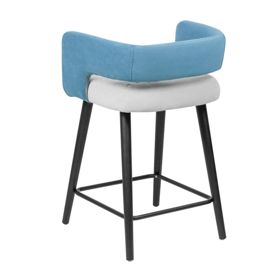 Marco bar stool, velour teddy 023 milk/ teddy 663 blue, black stain - photo 3