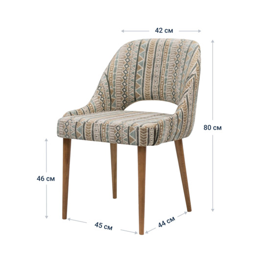 Mila chair, chenille ONTARIO aqua sea, light walnut - photo 6