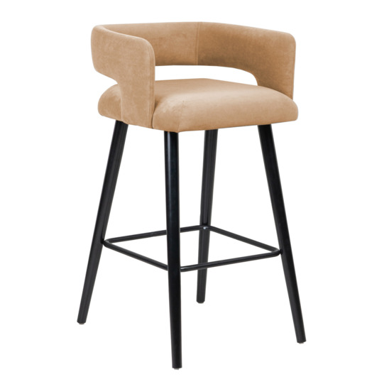 Mars bar stool, beige velour/ black frame - photo 1