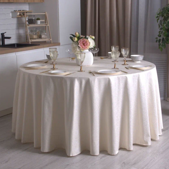 Round tablecloth D3000, Richard, ivory monogram - photo 4