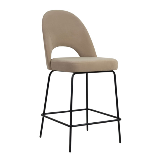 Mallin bar stool, velour latte, metal legs - photo 1