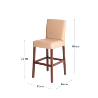 Product photo Trever bar stool, velour Velutto 43, legs beech stain light walnut from the ChiedoCover company.