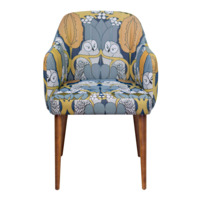 Product photo Tulip chair, Owl tapestry, brown legs from the ChiedoCover company.