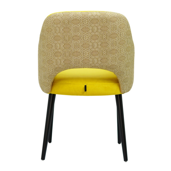 Rose chair, yellow velour, tapestry back, black legs - photo 4