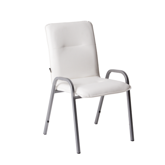 Rumba chair, Galaxy white leatherette, silver frame - photo 1