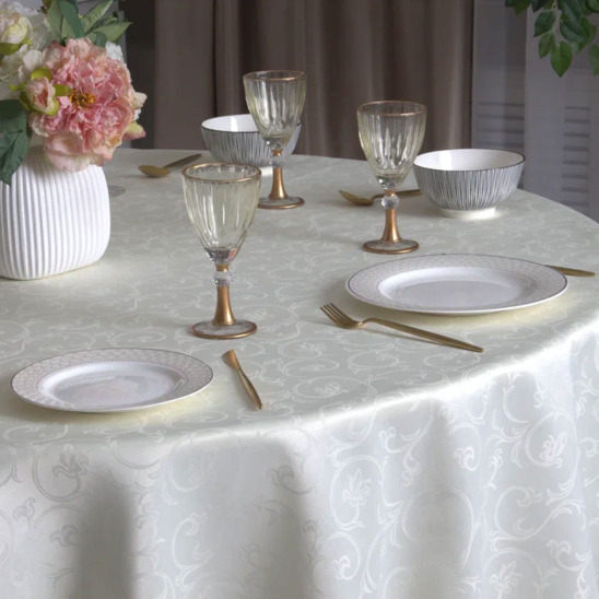 Round tablecloth D2200, zhuravinka, champagne monogram - photo 3