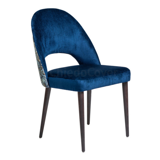 Mallin chair, chenille blue,jacquard pattern back, wenge legs - photo 1