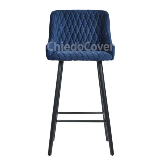 Mint bar stool blue velour, black enamel - photo 5