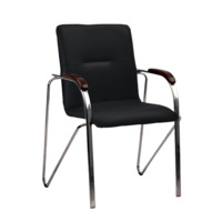 Product photo Samba chair, eco-leather BLACK, chrome frame, armrests beech antique walnut from the manufacturer ChiedoCover, product picture, real product photo