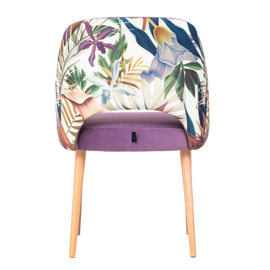 Milan chair, purple velour, flowers print - photo 4