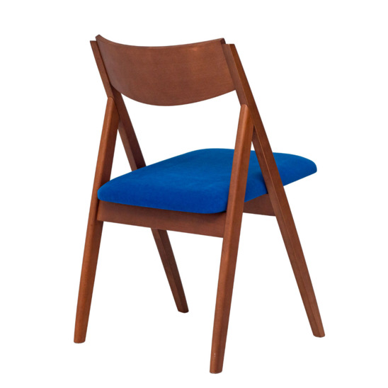 Clack folding chair, wooden backrest, blue - photo 4