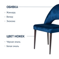 Product photo Mallin chair, chenille blue,jacquard pattern back, wenge legs from the ChiedoCover company.