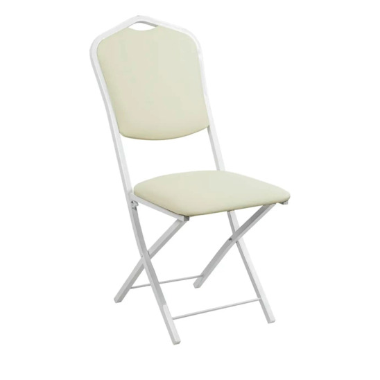 Hit 20mm folding chair, white, beige eco-leather - photo 1