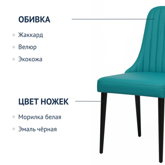 Kongsberg chair, turquoise, black legs - photo 6