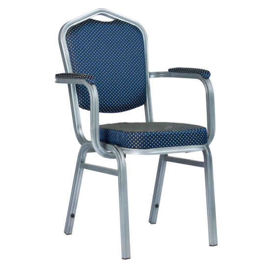 Hit 25mm chair - aluminum frame, with rounded armrests, silver, crown blue - صور 1