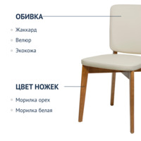 Product photo Safir chair, Luxa cream eco-leather, light beige, light walnut from the ChiedoCover company.