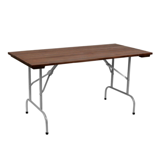 Leader 1 table, 1200x800, outdoor slats, dark walnut, silver - photo 1