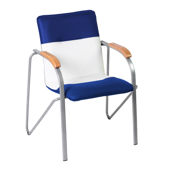 Samba chair, dark blue/white, frame - silver - photo 1