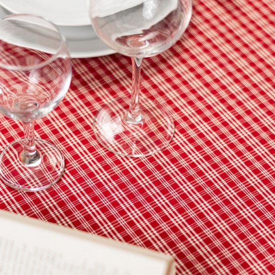 Linen tablecloth, red cage - photo 1