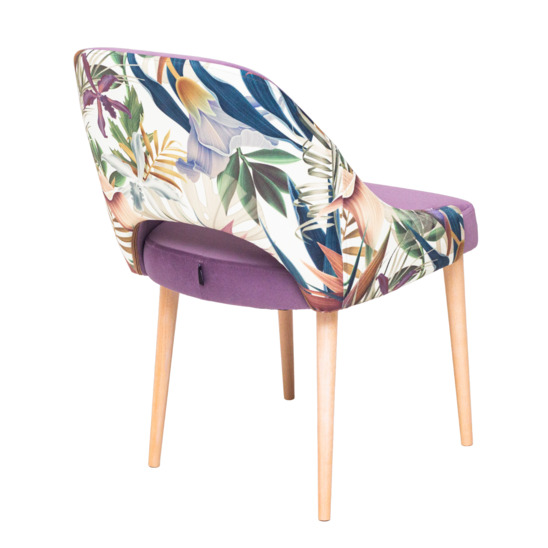 Milan chair, purple velour, flowers print - photo 3