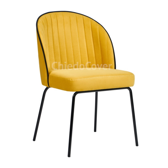 Tony's chair, yellow / black corduroy, black metal legs - photo 1