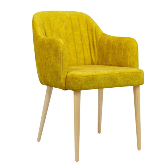 Tulip chair, yellow, beige legs - photo 1