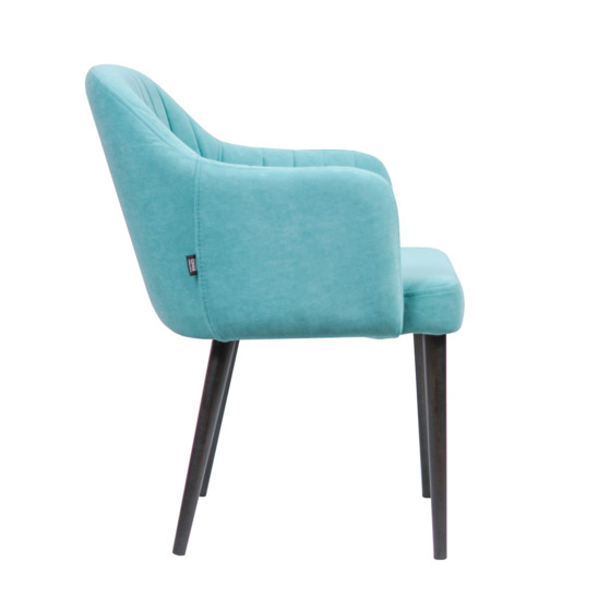 Tulip chair, turquoise velour, black legs - photo 2