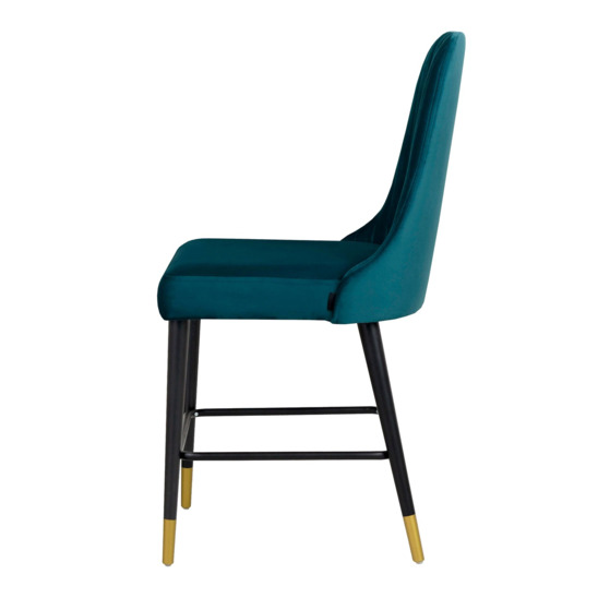 Kongsberg bar stool, emerald fabric, steel legs - photo 2