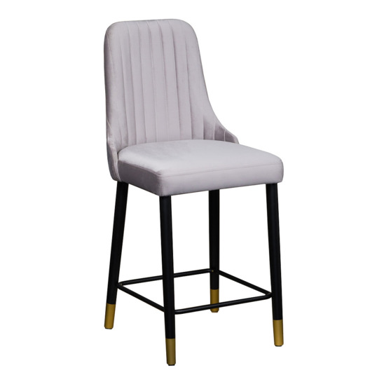 Kongsberg bar stool, grey velour, steel legs - photo 1