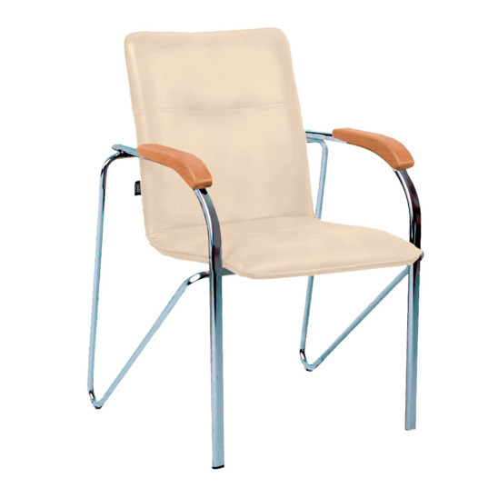 Samba chair, Nitra Beige leatherette, electroplating frame, beech armrests, lacquered - photo 1