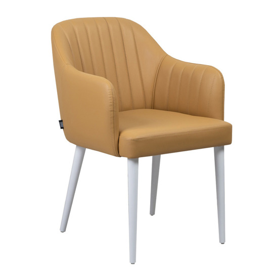 Tulip chair, beige eco-leather, white legs - photo 1