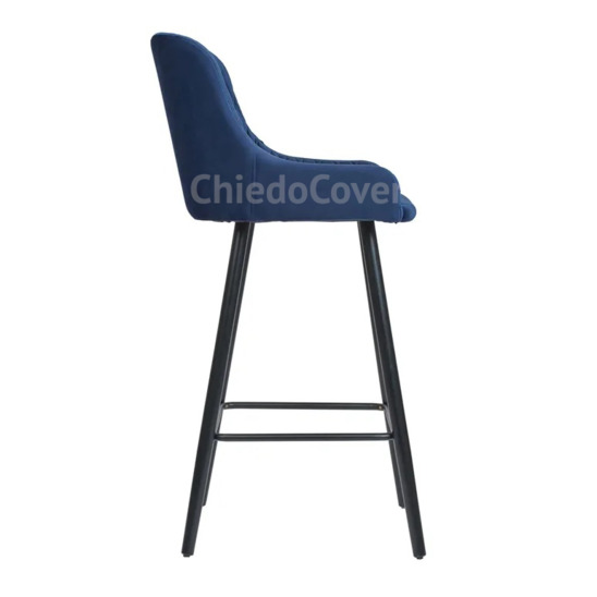 Mint bar stool blue velour, black enamel - photo 3