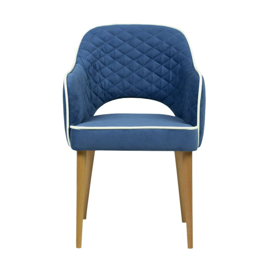 Diamond Rose chair, blue velour, white edging - photo 2