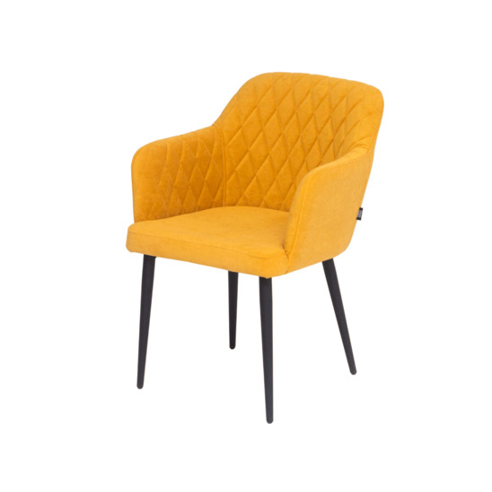 Tulip chair, yellow velour, metallic legs - photo 7