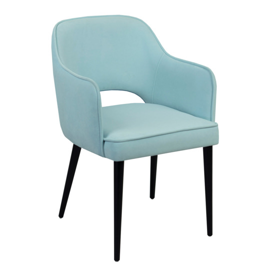 Rose chair, sky blue velour, black legs - photo 1