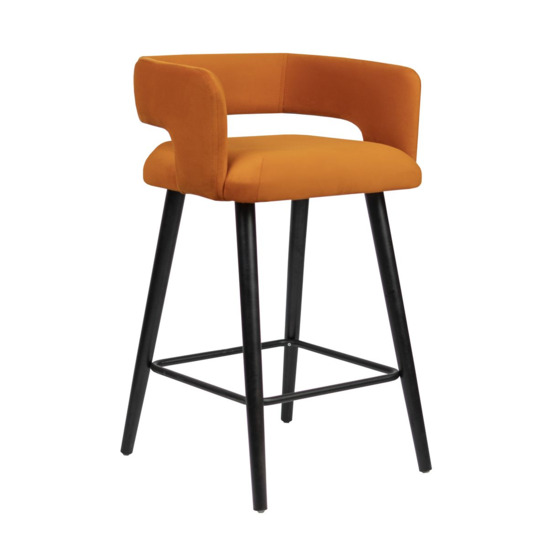 Marco bar stool, velour orange - photo 1