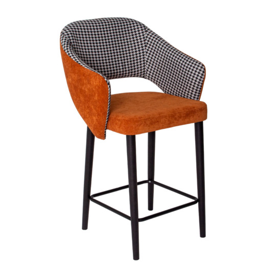 Fly bar stool, Morris 10 jacquard, Velvet Lux 62 velour, beech legs - photo 1