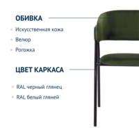 Product photo Gabbana chair, Catalana velour 14, RAL frame gloss black from the ChiedoCover company.