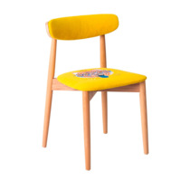 Product photo Rockwell chair, velour TEDDY 628, tiger head embroidery, beech legs, lacquer from the manufacturer ChiedoCover, product picture, real product photo