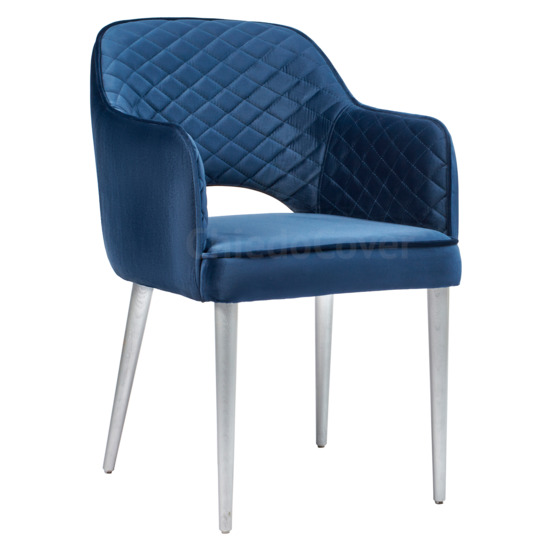 Diamond Rose chair, blue corduroy, white legs - photo 1